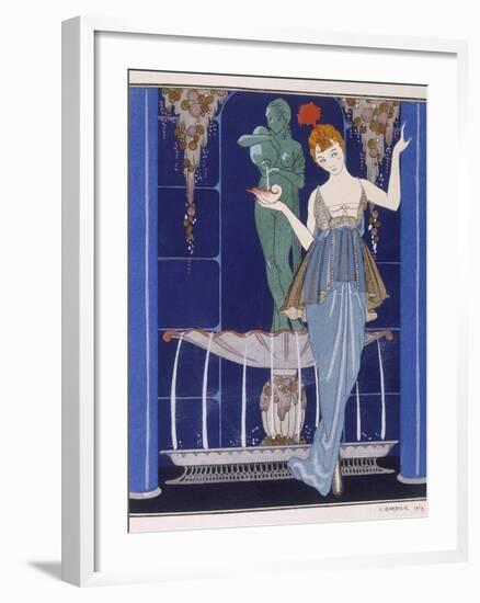 Tunic Dress by Paquin: Draped Tango Skirt with Front Split and Train-Georges Barbier-Framed Photographic Print