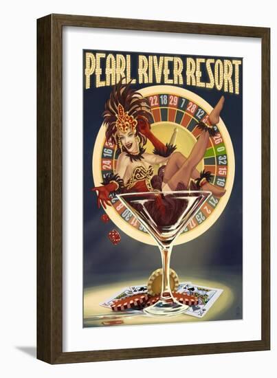 Tunica, Mississippi - Casino Pinup Girl-Lantern Press-Framed Art Print