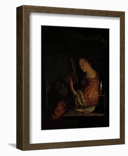 Tuning the Lute-Frans Van Mieris-Framed Art Print