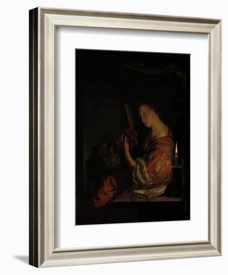 Tuning the Lute-Frans Van Mieris-Framed Art Print