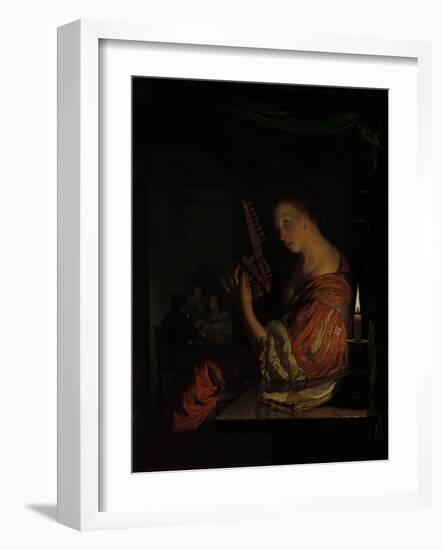 Tuning the Lute-Frans Van Mieris-Framed Art Print