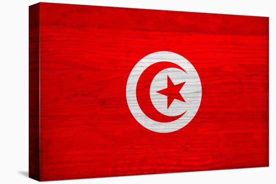 Tunisia Flag Design with Wood Patterning - Flags of the World Series-Philippe Hugonnard-Stretched Canvas