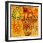 Tunisia on Actual Map of Africa-michal812-Framed Art Print