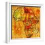 Tunisia on Actual Map of Africa-michal812-Framed Art Print