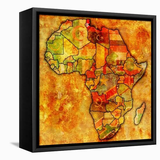 Tunisia on Actual Map of Africa-michal812-Framed Stretched Canvas