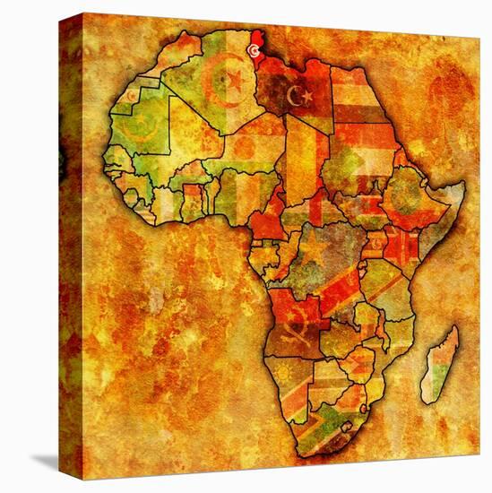 Tunisia on Actual Map of Africa-michal812-Stretched Canvas