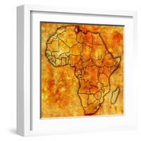 Tunisia on Actual Map of Africa-michal812-Framed Art Print