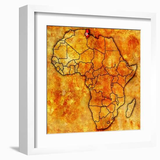 Tunisia on Actual Map of Africa-michal812-Framed Art Print