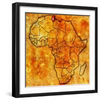 Tunisia on Actual Map of Africa-michal812-Framed Art Print