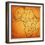 Tunisia on Actual Map of Africa-michal812-Framed Art Print