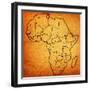 Tunisia on Actual Map of Africa-michal812-Framed Art Print