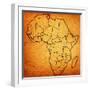 Tunisia on Actual Map of Africa-michal812-Framed Art Print