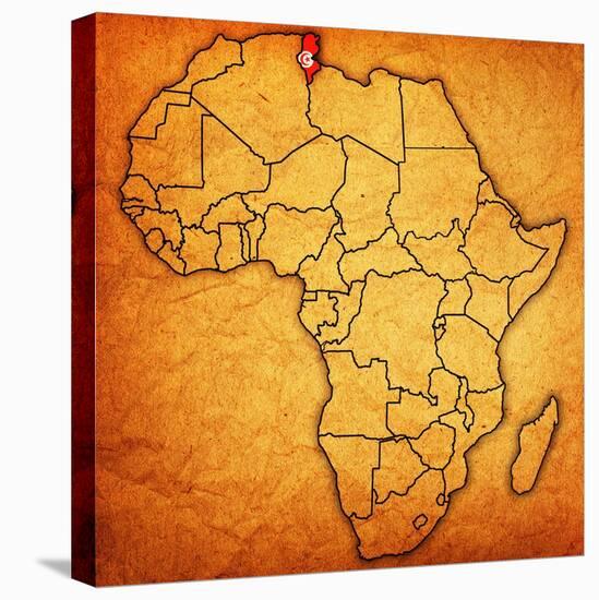 Tunisia on Actual Map of Africa-michal812-Stretched Canvas