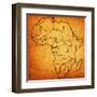 Tunisia on Actual Map of Africa-michal812-Framed Art Print