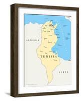 Tunisia Political Map-Peter Hermes Furian-Framed Art Print