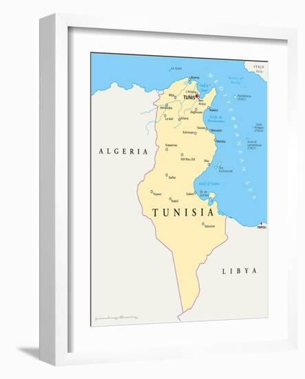 Tunisia Political Map-Peter Hermes Furian-Framed Art Print