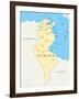 Tunisia Political Map-Peter Hermes Furian-Framed Art Print