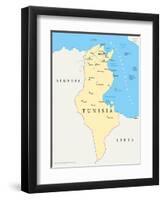 Tunisia Political Map-Peter Hermes Furian-Framed Art Print