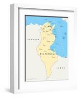 Tunisia Political Map-Peter Hermes Furian-Framed Art Print