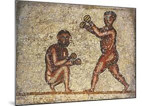 Tunisia, Thuburbo Majus, Mosaic Work Depicting Boxing Men-null-Mounted Giclee Print