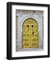 Tunisia, Tunis, Medina, Door on Dar El Jeld Street-Walter Bibikow-Framed Premium Photographic Print