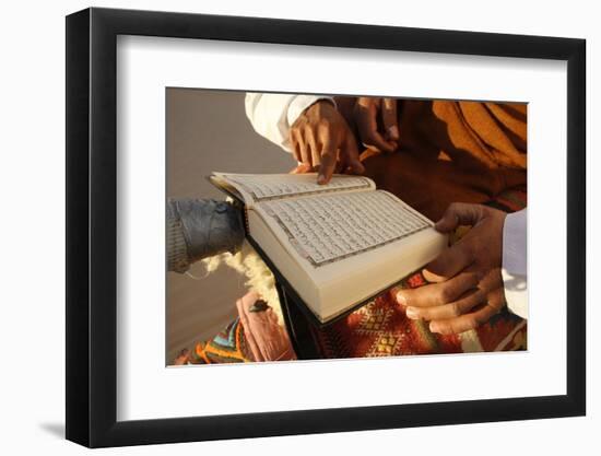 Tunisian Bedouin Reading the Koran, Douz, Tunisia, North Africa, Africa-Godong-Framed Photographic Print