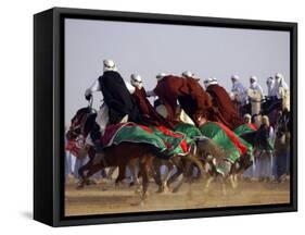Tunisian Men Ride Their Arab Stallions During a Race the 36th Sahara Festival of Douz-null-Framed Stretched Canvas