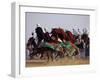 Tunisian Men Ride Their Arab Stallions During a Race the 36th Sahara Festival of Douz-null-Framed Premium Photographic Print
