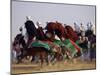 Tunisian Men Ride Their Arab Stallions During a Race the 36th Sahara Festival of Douz-null-Mounted Photographic Print