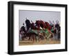 Tunisian Men Ride Their Arab Stallions During a Race the 36th Sahara Festival of Douz-null-Framed Photographic Print