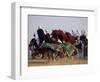 Tunisian Men Ride Their Arab Stallions During a Race the 36th Sahara Festival of Douz-null-Framed Photographic Print