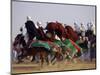 Tunisian Men Ride Their Arab Stallions During a Race the 36th Sahara Festival of Douz-null-Mounted Photographic Print