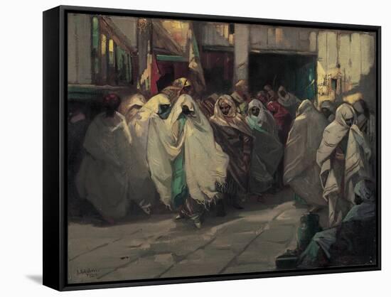 Tunisian Street Scene-Julius C. Rolshoven-Framed Stretched Canvas