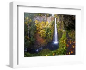 Tunnel Falls in a Fall Color Scene on Eagle Creek in the Columbia Gorge, Oregon, USA-Gary Luhm-Framed Photographic Print