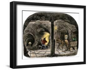 Tunnel in a California Mine, c.1850-null-Framed Giclee Print