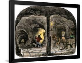 Tunnel in a California Mine, c.1850-null-Framed Giclee Print