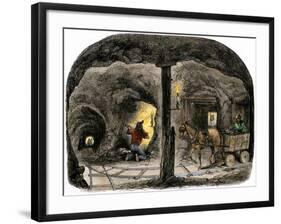 Tunnel in a California Mine, c.1850-null-Framed Giclee Print