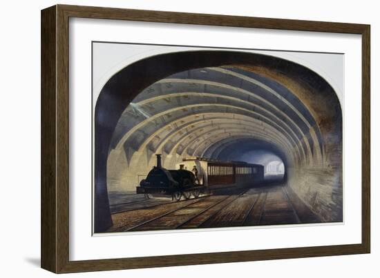 Tunnel of the Underground, Locomotive with Carriages, United Kingdom, 19th Century-null-Framed Giclee Print