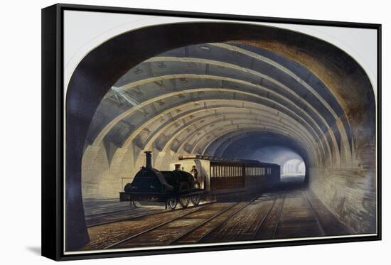 Tunnel of the Underground, Locomotive with Carriages, United Kingdom, 19th Century-null-Framed Stretched Canvas