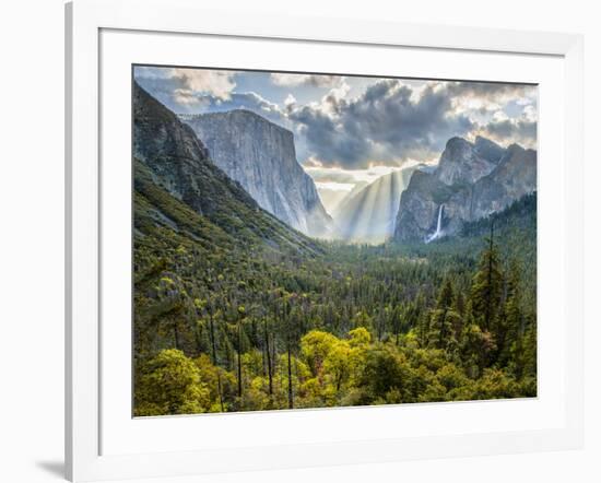 Tunnel View Sun Rays-John Gavrilis-Framed Photographic Print