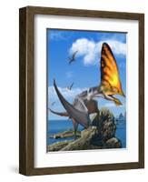 Tupandactylus Perched on a Rock During the Early Cretaceous Period-null-Framed Art Print