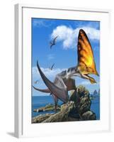 Tupandactylus Perched on a Rock During the Early Cretaceous Period-null-Framed Art Print