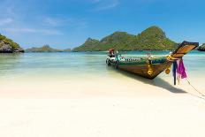 Bamboo Beach Chairs and Traditional Long-Tail Boats on Beautiful Bay of Koh Phi Phi Island Thailand-tupikov-Photographic Print