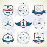 Set Of Vintage Aviation Labels-Tur-Stretched Canvas