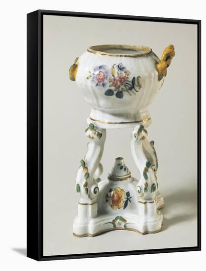 Tureen and Cooker with Floral Decorations, Ceramic-null-Framed Stretched Canvas