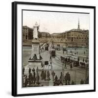 Turin (Italy), the Bridge and Square Victor-Emmanuel II with the Statue (1869), Circa 1890-Leon, Levy et Fils-Framed Photographic Print