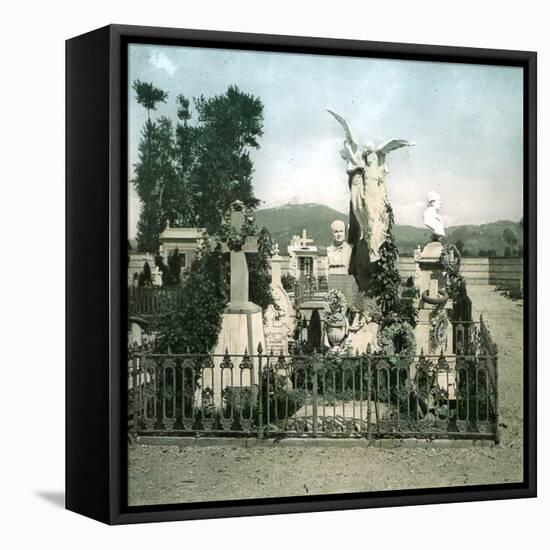 Turin (Italy), the Cemetery, Abani Gaudenzio's Grave, Circa 1890-Leon, Levy et Fils-Framed Stretched Canvas