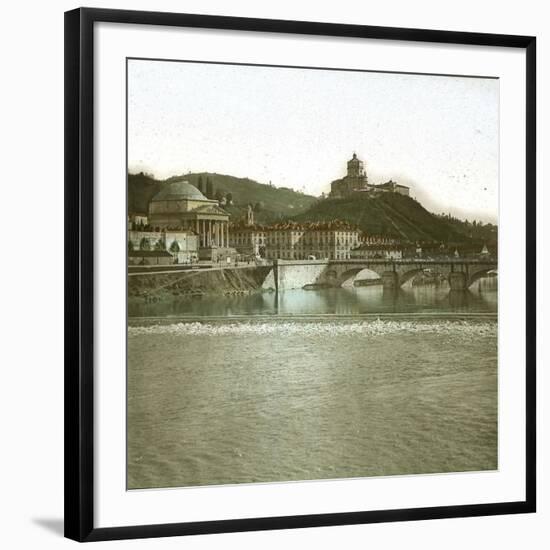 Turin (Italy), the Convent of Mount of the Capuchins and the Church Santa-Maria-Del-Monte (1583)-Leon, Levy et Fils-Framed Photographic Print