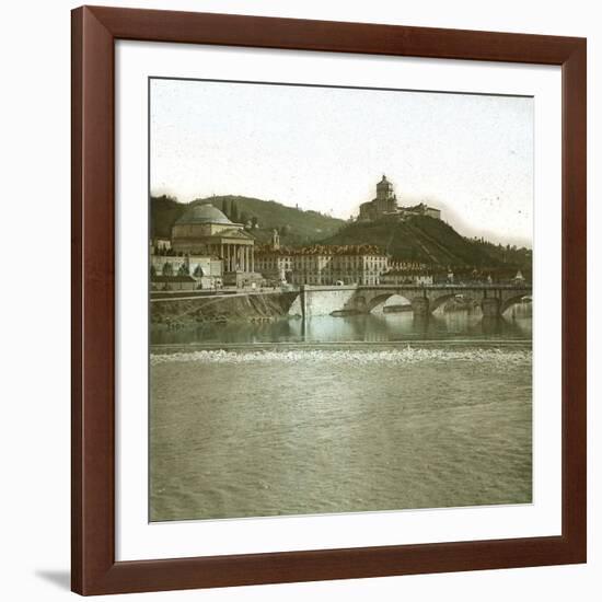 Turin (Italy), the Convent of Mount of the Capuchins and the Church Santa-Maria-Del-Monte (1583)-Leon, Levy et Fils-Framed Photographic Print