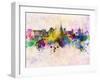 Turin Skyline in Watercolor Background-paulrommer-Framed Art Print